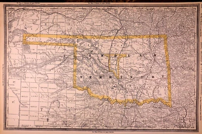 Mapa 1891 ~ TERRITORIO INDIO ~ Excelente mapa McNally antiguo 130 (LG-14x20)-#24 Foto 1 de 3
