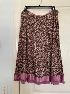 J Jill Brown Pink Floral Skirt Size 14 - Picture 1 of 7