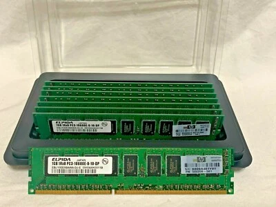 8GB (8x1GB) 1Rx8 PC3-10600E -9-10-DP Elpida Memory Cards !! - Image 1 of 3