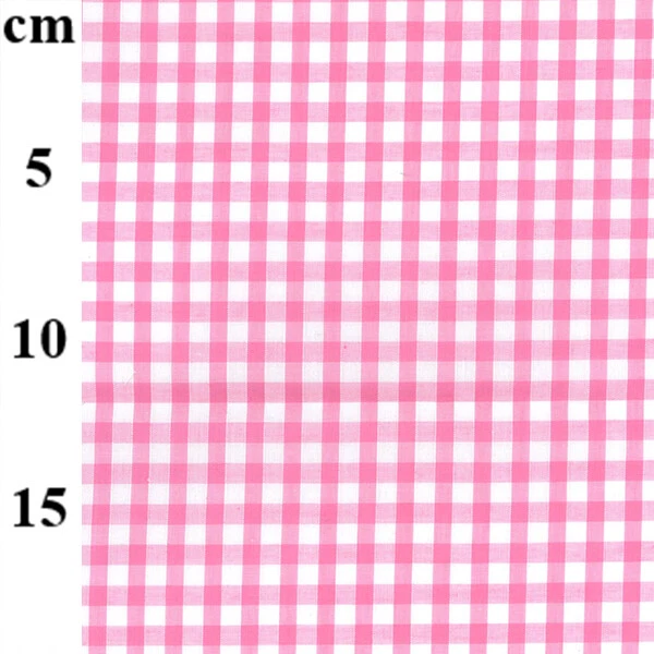 Gingham Check  Baby Pink White Tartan Plaid Play Uniform Cotton Fabric Craft 45" - Image 1 of 1