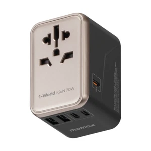 Momax 1-World 70W GaN AC Travel Adaptor - Grey - Picture 1 of 13