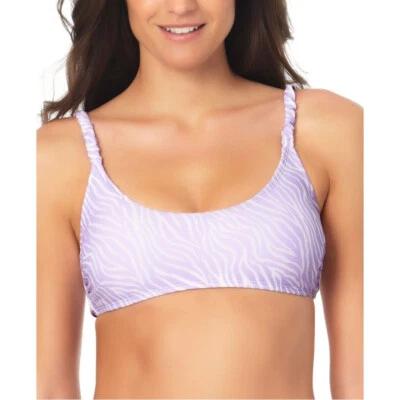 California Waves Women Smocked Strap Bikini Top, Lilac, Size L - Image 1 of 3
