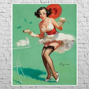 Poster Fresh Breeze, 1960 | 19x24" Mid size A2 | Retro wall art, Pin Up brunette - Picture 1 of 4