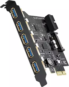 , scheda PCI-E a USB 3.0, 5 porte USB 3.0, USB 3.1 Gen1, PCI Express, larghezza - Foto 1 di 6