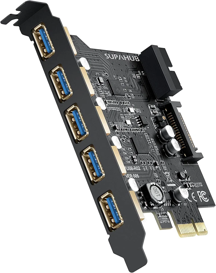 , scheda PCI-E a USB 3.0, 5 porte USB 3.0, USB 3.1 Gen1, PCI Express, larghezza  - Immagine 1 di 4