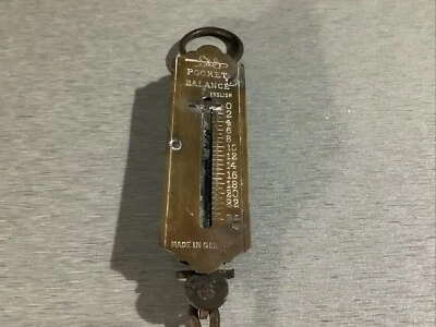 Vintage Brass Faced Pocket Fishing Scales 25lbs Made In Germany - Image 1 of 4