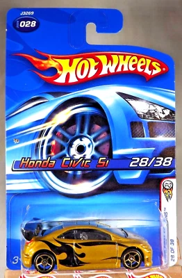 2006 Hot Wheels #28 First Editions 28/38 HONDA CIVIC Si Gold w/Gold OH5 Spokes - Image 1 of 4