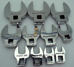 Snap-On Tools USA 11pc 3/8" Drive SAE Open-End Crowfoot Wrench Set - 3/8" to 1" - Picture 1 of 2