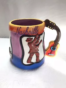 Taza de té café música country mango de guitarra Nashville Tennessee texturizada - Imagen 1 de 6