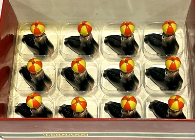 AHA 910 批量 12 件 复古球旋转印章 锡石玩具 Lehmann 全新带盒 — 第 1/4 张图片