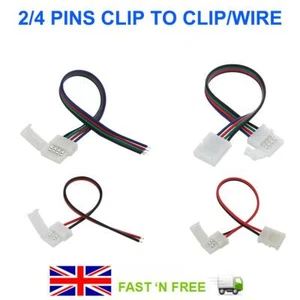 LED STRIP LIGHT 2PIN 4PIN CABLE CLIP CONNECTOR EXTENSION WIRE 3528 5050 5630 RGB - Picture 1 of 6