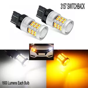 2x 3157 36-SMD Doble Color LED Interruptor Señal de Giro Luz Blanca a Ámbar Canbus - Imagen 1 de 1