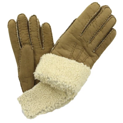 Guante de invierno cálido Coach 82840 para mujer de gamuza con puño de oveja hasta la muñeca Foto 1 de 2