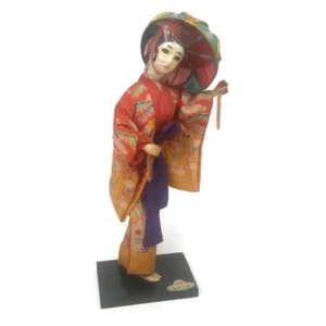 Japanese Fabric Okinawan Ryukyuan Dancer Doll Vtg Silk Kimono Geisha Figure TK48 - Picture 1 of 6