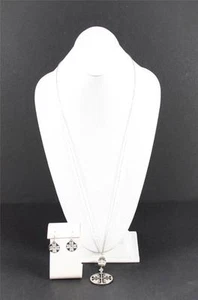 Juego de pendientes collar colgante redondo tono plata broche de langosta artesanal Y46 - Imagen 1 de 1