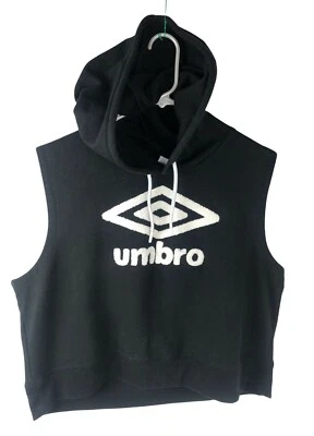 Moletom com capuz Umbro feminino 2XL preto academia atlética remendo levantado soletrar em excelente estado usado - Imagem 1 de 4