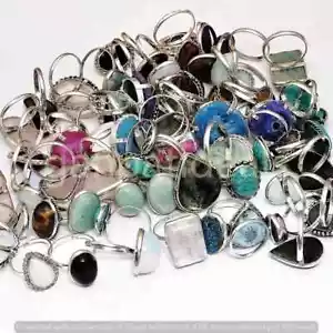 Lote de 1000 piezas de anillos de turquesa y mezcla de piedras preciosas joyas enchapadas en plata 925 - Imagen 1 de 6