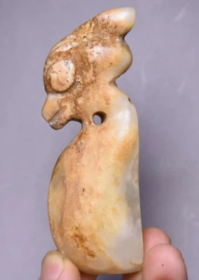 Colgante amuleto Helios dios sol tallado jade hetiano natural de China antigua de 8 cm Foto 1 de 4