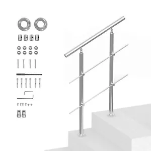 VEVOR 31.5in Handrails for Outdoor Steps 2 Crossbars Staircase for Porch Deck - Picture 1 of 12