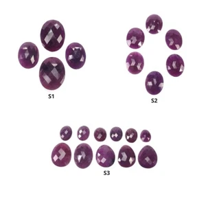 Juegos de briolette de forma ovalada corte a cuadros de piedras preciosas de rubí rojo sin calentar para uso en joyería - Imagen 1 de 4