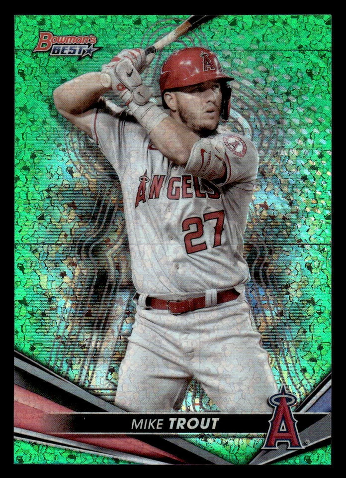 Mike Trout 2022 Bowman's Best Green Refractor 61/99 #14 - Image 1 of 2