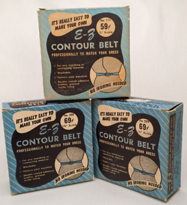E-Z CONTOUR Belt Lot - No 111 & 222 White Vintage with Buckle Waist Size 24 - 34
