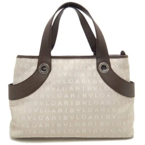 Bolso de Mano BVLGARI Logomania - Lona Beige y Marrón con Acentos de Cuero /252689 - Imagen 1 de 10