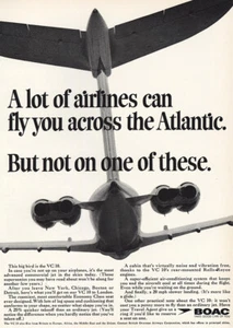 1969 BOAC VC10: Can Fly You Across Atlantic Vintage Print Ad - Picture 1 of 1