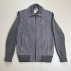 Vintage Repage Genuine Suede Leather Mens Gray Full Zip Sweater Jacket Sz Medium
