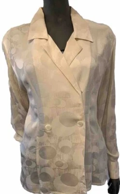 Винтажные женские двубортные блузки Lord & Taylor цвета слоновой кости шелк с длинным рукавом - Изображение 1 из 4