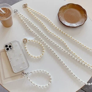 Hanging Decoration Pearl Phone Lanyard 120cm Anti Loss Hanging Rope Bag - Photo 1 sur 13