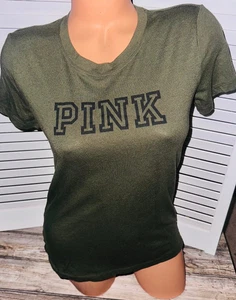 Victoria's Secret T-Shirt Army Grün Oliv PINK Schwarz XS X-Small Kurzarm - Bild 1 von 2
