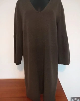 MASSIMO DUTTI Womens 3/4 Sleeve wool blend Dress  Size L Khaki - Image 1 of 4