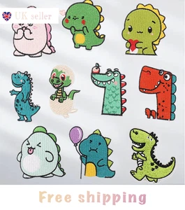 10pc Dinosaur Iron, On Patches Embroidered Applique Badge Sew On Patch UK - Picture 1 of 13