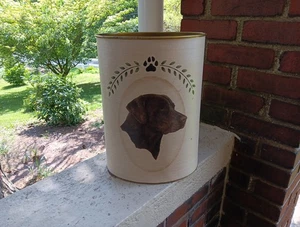 VINTAGE LABRADOR RETRIVER DOG PET WASTEBASKET TRASH CAN CHOCOLATE LAB - Picture 1 of 5
