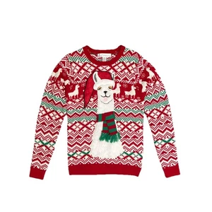 Jolly Llama Ugly Christmas Sweater Red White Green Unisex Small Holiday Knit - Picture 1 of 6
