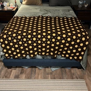 Vintage Handarbeit braun gelb Sonnenblume Kreis gehäkelt afghanische Decke 64” x 50” - Bild 1 von 4