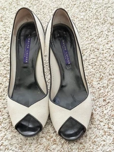 RALPH LAUREN Purple Label COLLECTION Peep Toe Heels MADE IN ITALY - Size 8 B - Picture 1 of 9