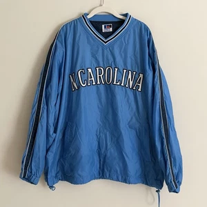 UNC Tarheels V-Ausschnitt Windbreaker Gr. Large Vintage Russell sportlicher blauer Pullover - Bild 1 von 12
