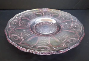 Vintage LE Smith Quintec Iridescent Pink Carnival Glass Cake Plate 10.5" Hobstar - Bild 1 von 11