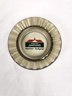 Cenicero vintage Howard Johnson's Motor Lodge vidrio ahumado logotipo 4,5"  Foto 1 de 4