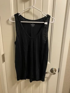 NWT J Crew L Tank Top Ladies Black Vintage Cotton Large Lg Tiny Hole - Picture 1 of 8