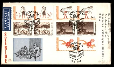 Mayfairstamps Sweden FDC 1969 Children With Animals Reading to Kids First Day Co - Image 1 of 2