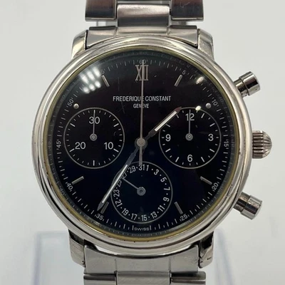 Frederique Constant Chronograph Black Dial Men's Watch Quartz Used from JP - Image 1 of 4