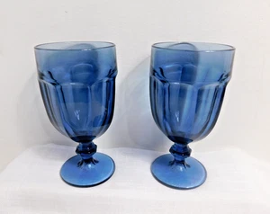 J7 - Libbey USA Gibralter Duratuff Cobalt Blue Iced Tea Goblets Lot of 2 - Picture 1 of 6