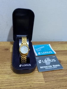 Lorus Watch Ladies Gold Plated Needs Batter, Lovely Condition Boxed - Picture 1 of 6