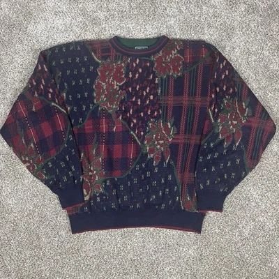 Vintage Chaps Ralph Lauren Multicolored 90s Grandpa Sweater Size Large Vtg Retro - Image 1 of 4
