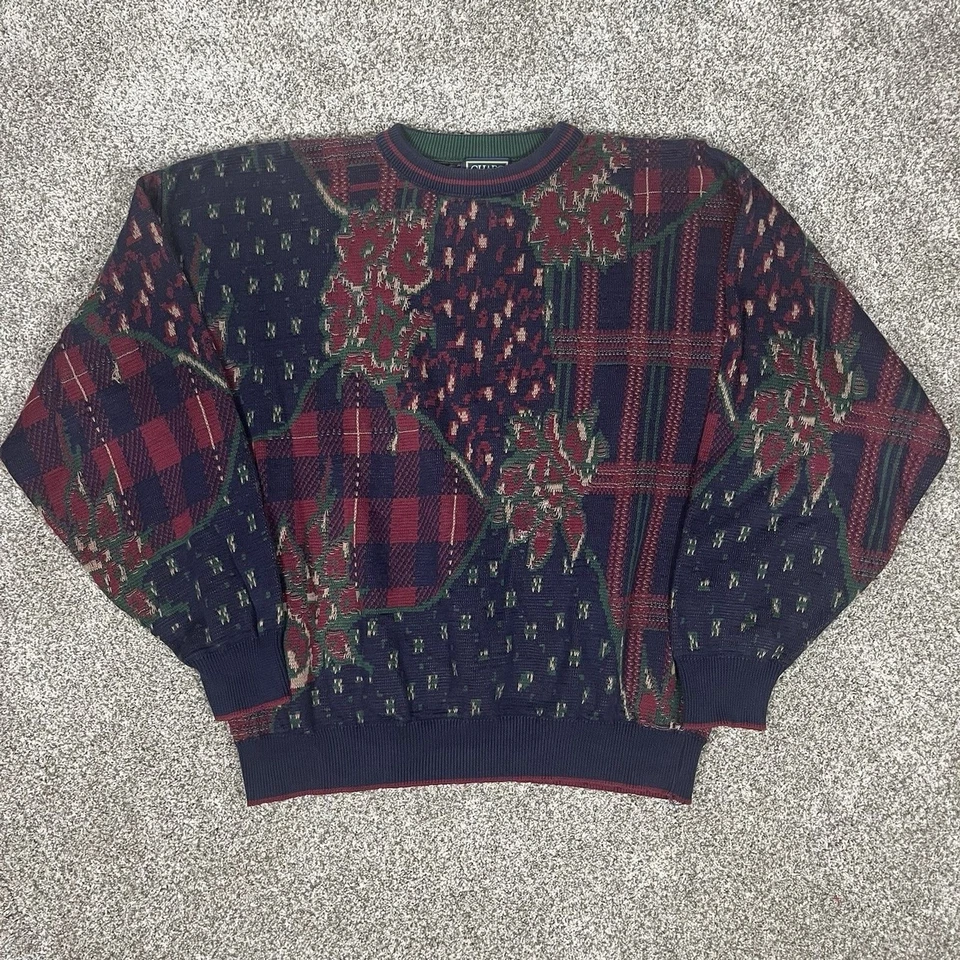 Vintage Chaps Ralph Lauren Multicolored 90s Grandpa Sweater Size Large Vtg Retro - Image 1 of 4