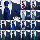 DiBanGu Mens Silk Paisley Solid Necktie Crystal Tie Ring Set Hanky Cufflinks