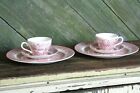 Vintage Church Hill Pink Willow Table Setting Set Of 2 England Plate Saucer Cup